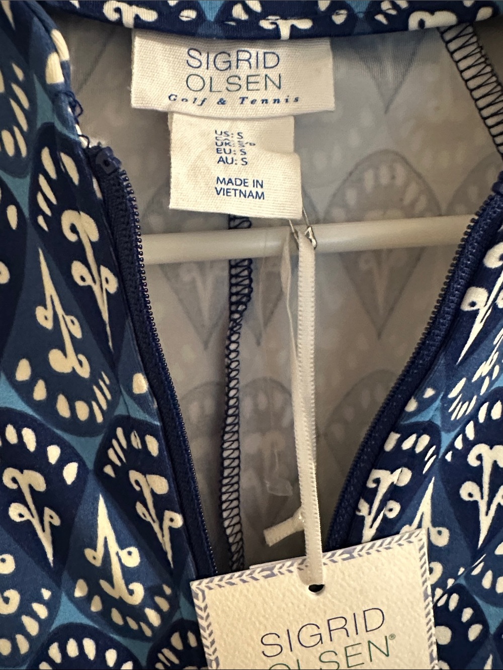 Sigrid Olsen Navy and White Printed Zip Jacket